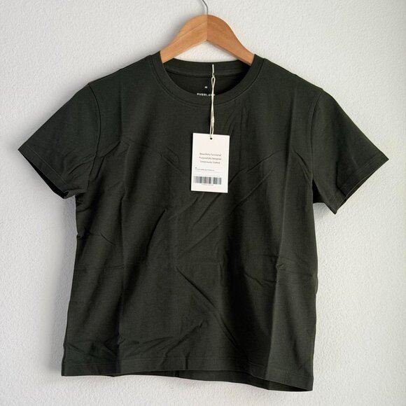 Everlane The Box Cut Tee in Essential Cotton in Dark Green, Size X-Small - Picture 5 of 8